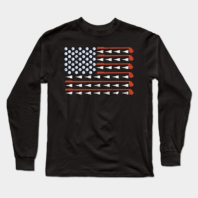 US Flag Golf Proud and Patriotic Player Long Sleeve T-Shirt by jonathanptk